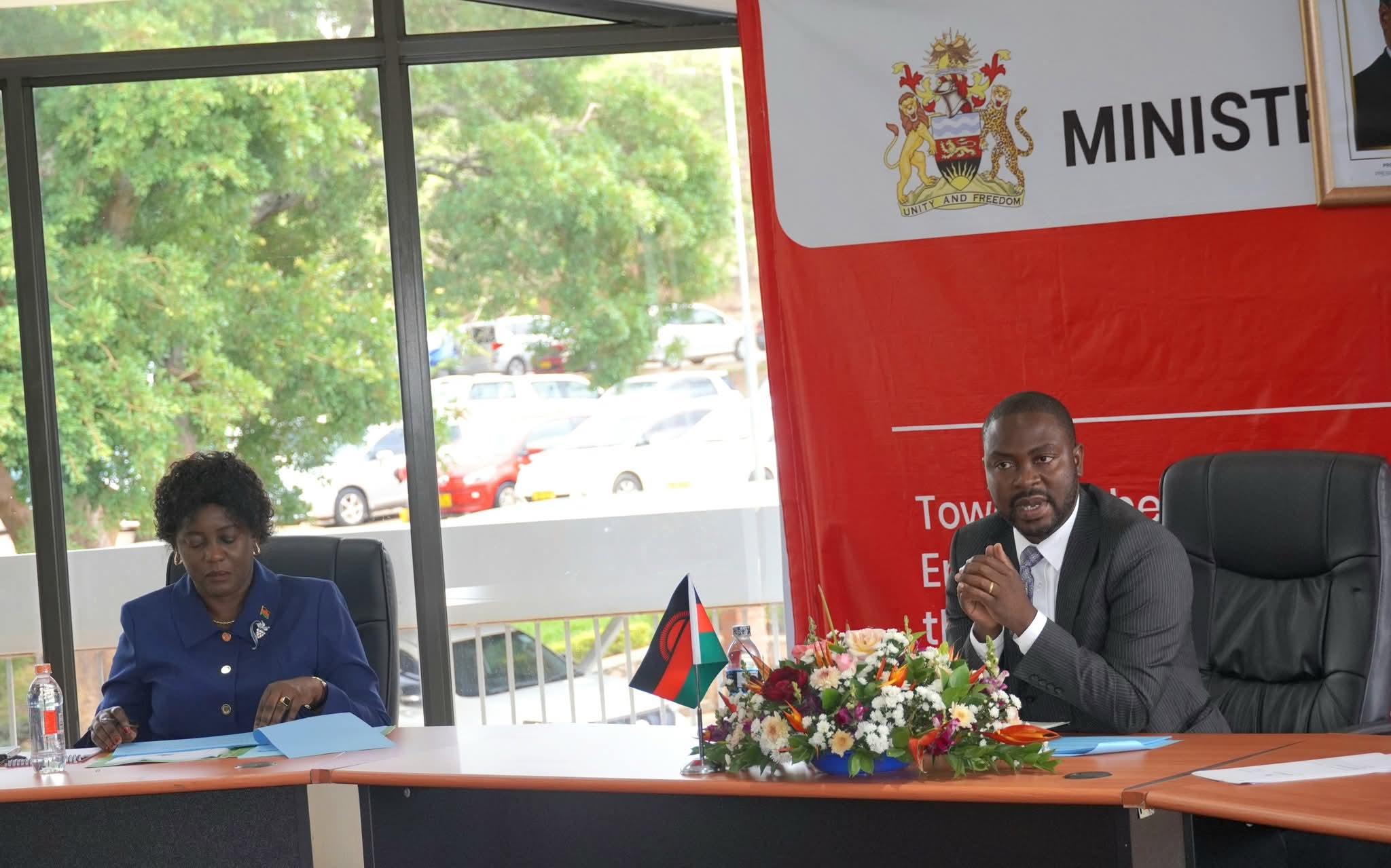 Minister of Labour, Skills and Innovation, Honourable Joel Chigona, MP, Interacts with Senior Management Team